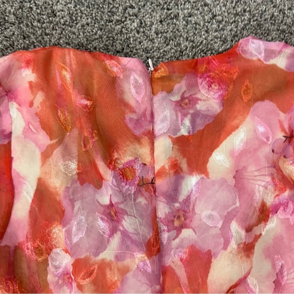 NWT Hello Molly Orange Pink Side Slit Midi Floral Dress Women’s Size Small - Picture 15 of 15